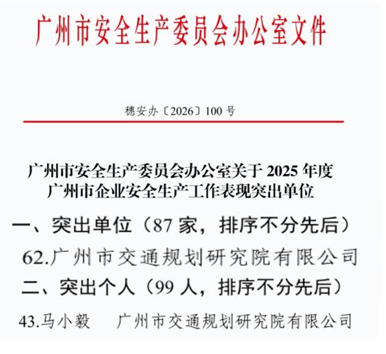 喜报｜市交研院首次荣获市级安全生产表彰